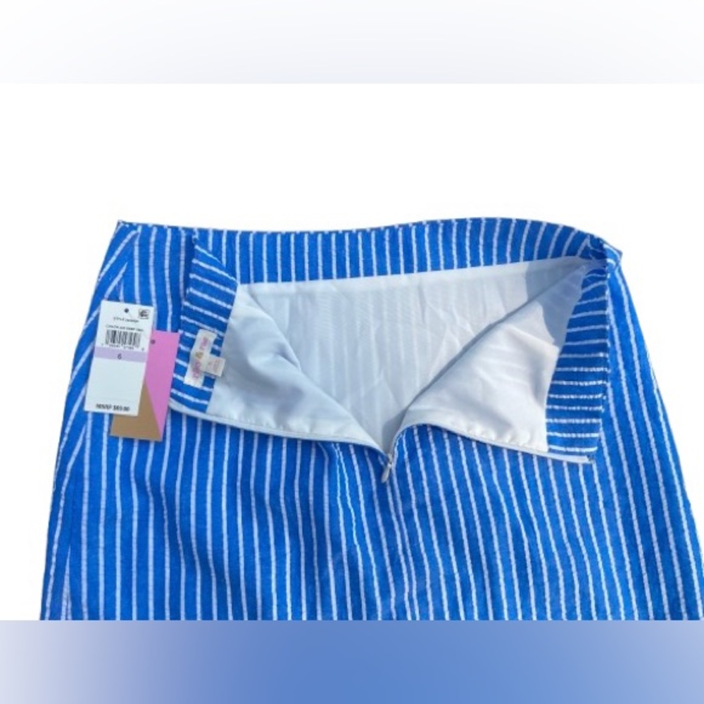 Riley & Rae Blue Ribbed Mini Pencil Skirt - Picture 3 of 5